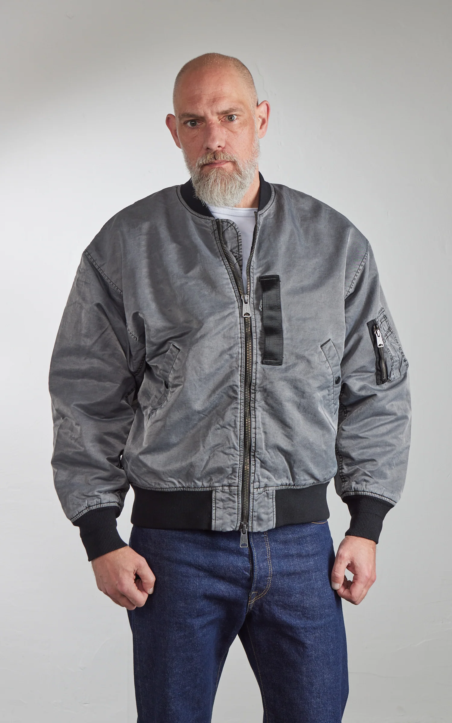 Houston Pigment Dyed Relax MA-1 Flight Jacket Black - Image 2