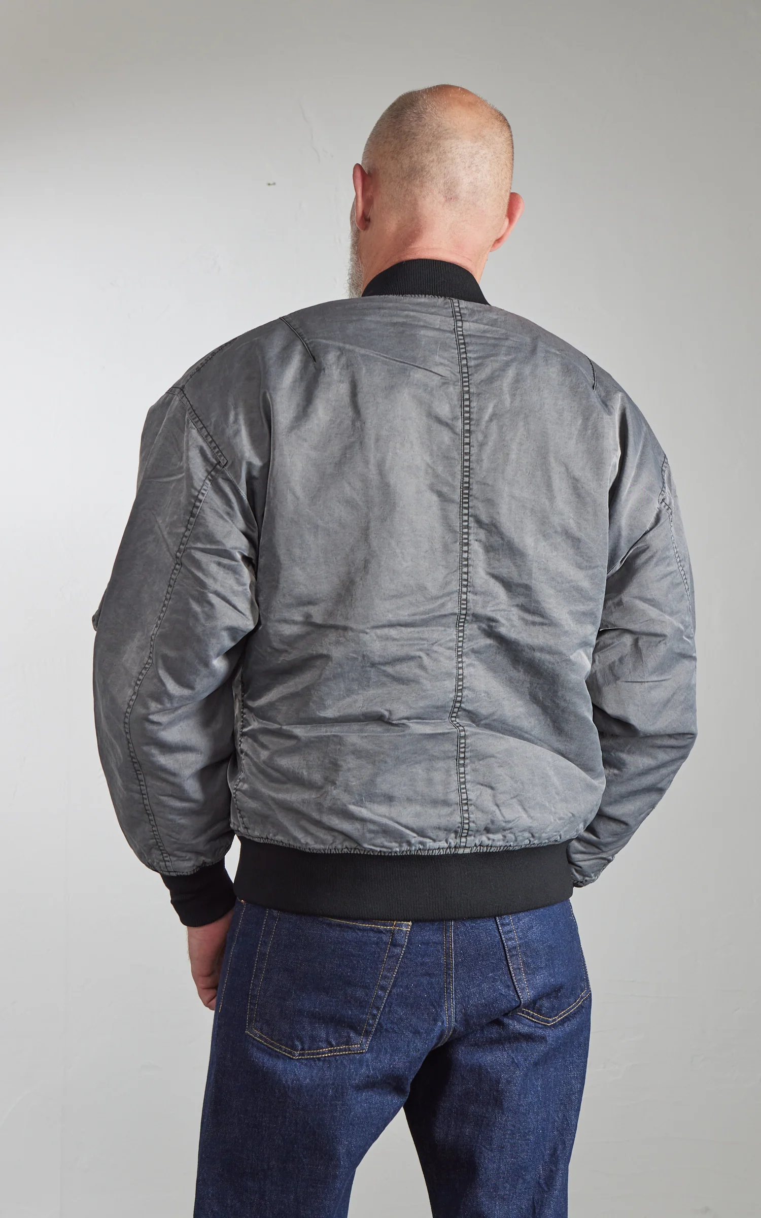 Houston Pigment Dyed Relax MA-1 Flight Jacket Black - Image 7