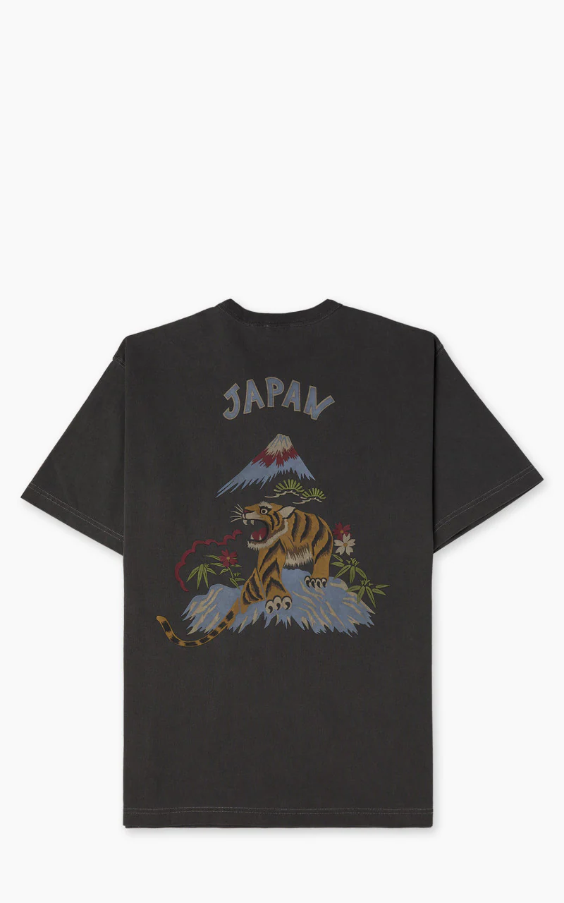 Houston Pigment Dyed Tiger Souvenir Pocket T-Shirt Black - Image 3