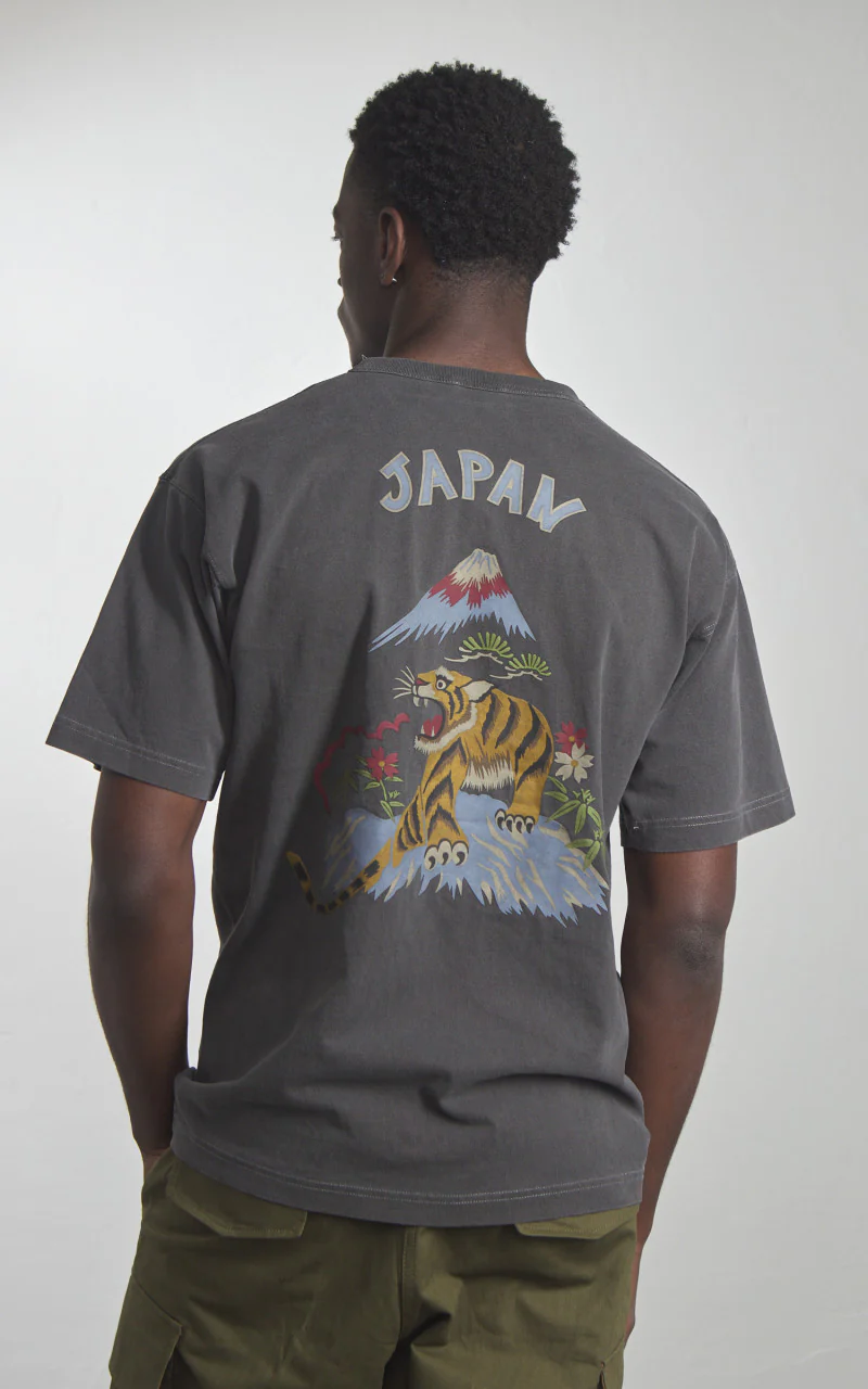 Houston Pigment Dyed Tiger Souvenir Pocket T-Shirt Black - Image 5