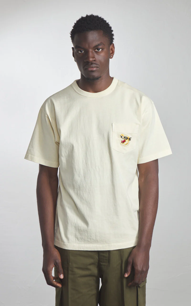 Houston Pigment Dyed Tiger Souvenir Pocket T-Shirt Natural - Image 2