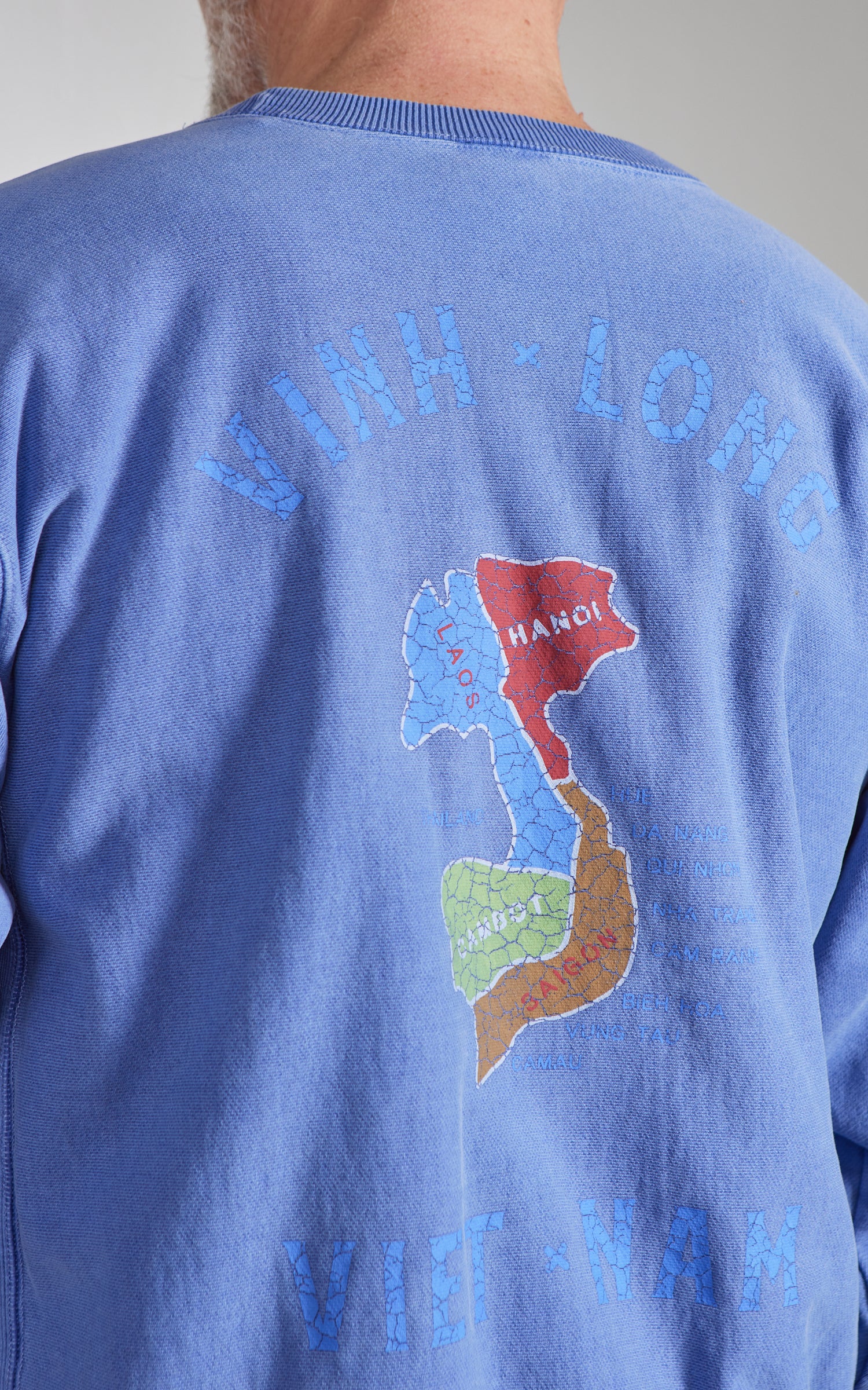 Houston Pigment Dyed Vietnam Map Sweatshirt Blue - Image 7