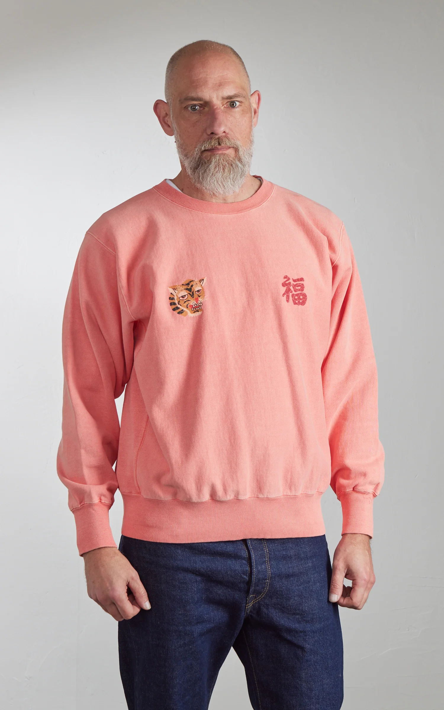 Houston Pigment Dyed Vietnam Map Sweatshirt Salmon Pink - Image 2