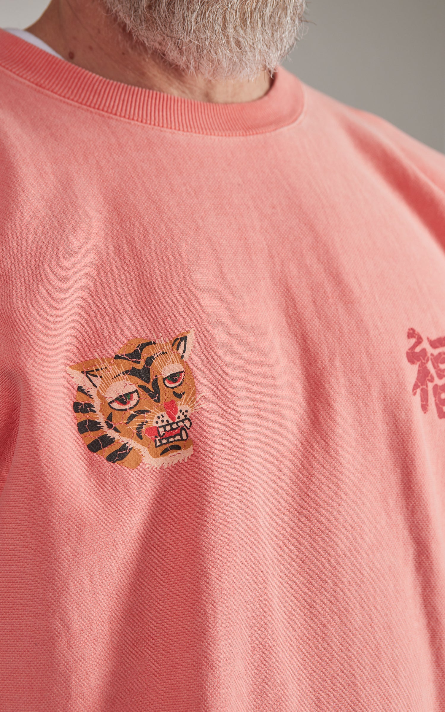 Houston Pigment Dyed Vietnam Map Sweatshirt Salmon Pink - Image 4