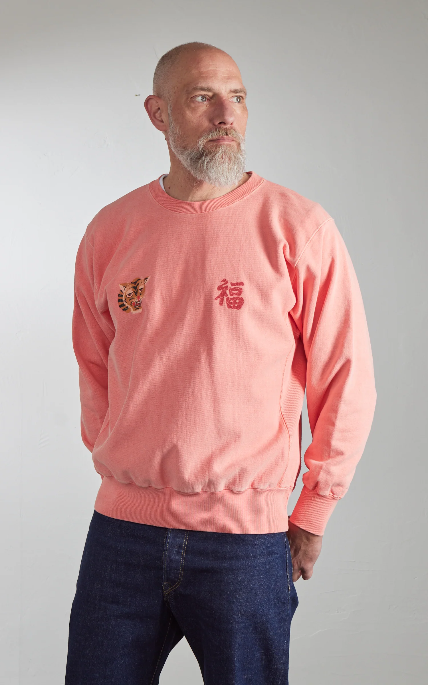 Houston Pigment Dyed Vietnam Map Sweatshirt Salmon Pink - Image 5