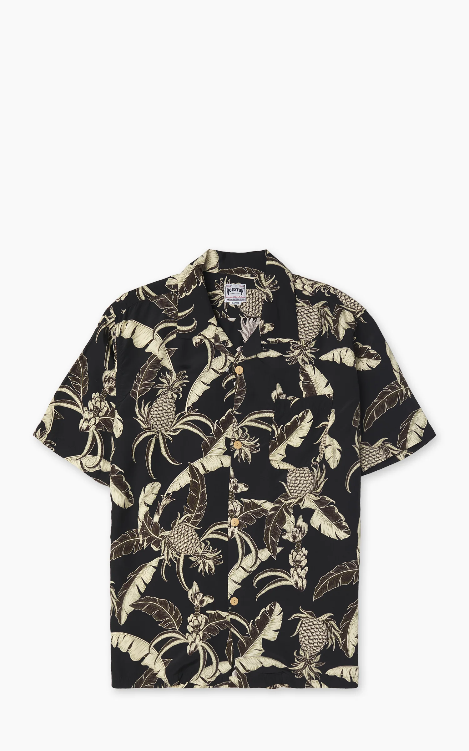 Houston (Pineapple) Rayon Aloha Shirt Black