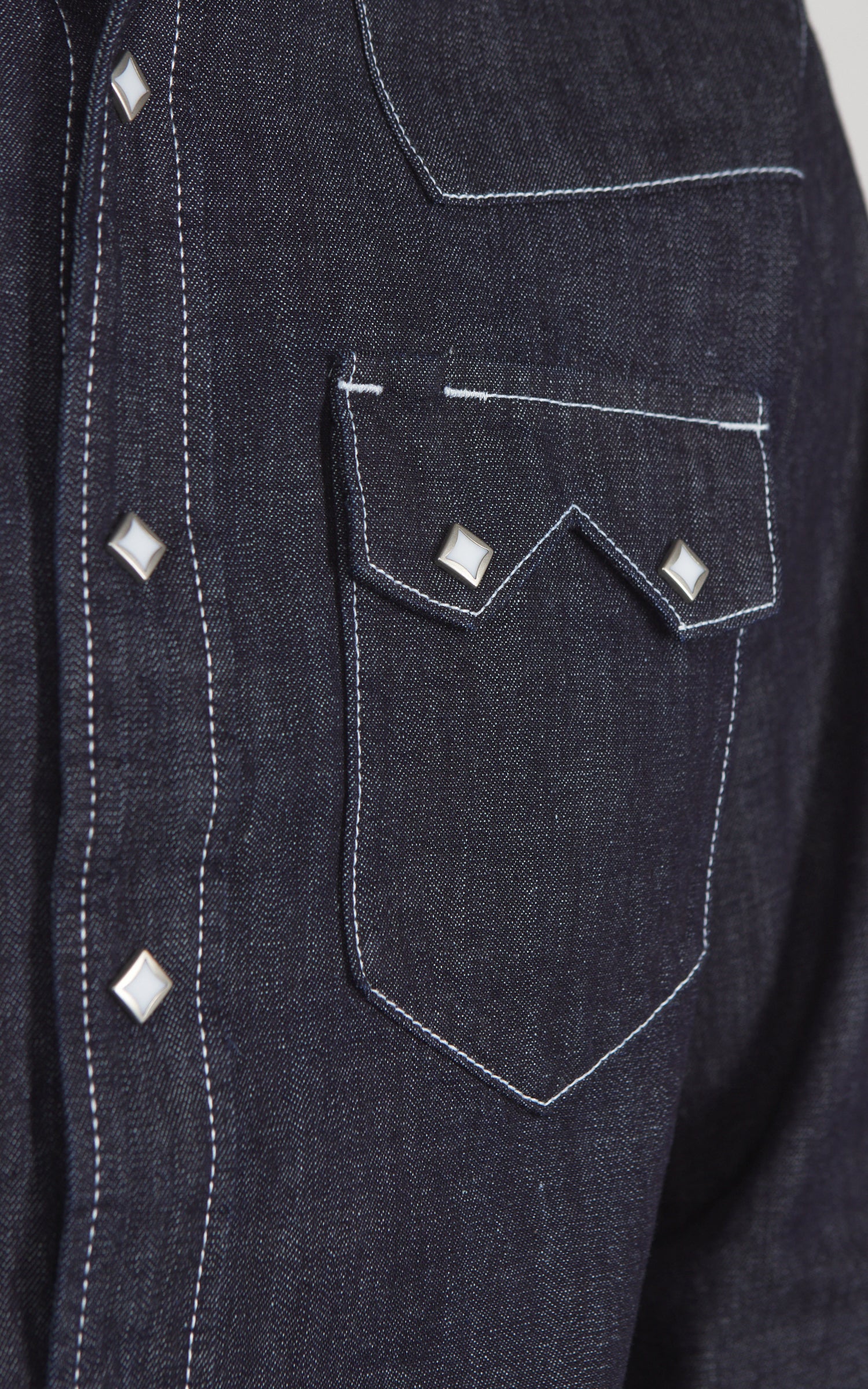 Houston Slub Denim Western Shirt Indigo One Wash - Image 4