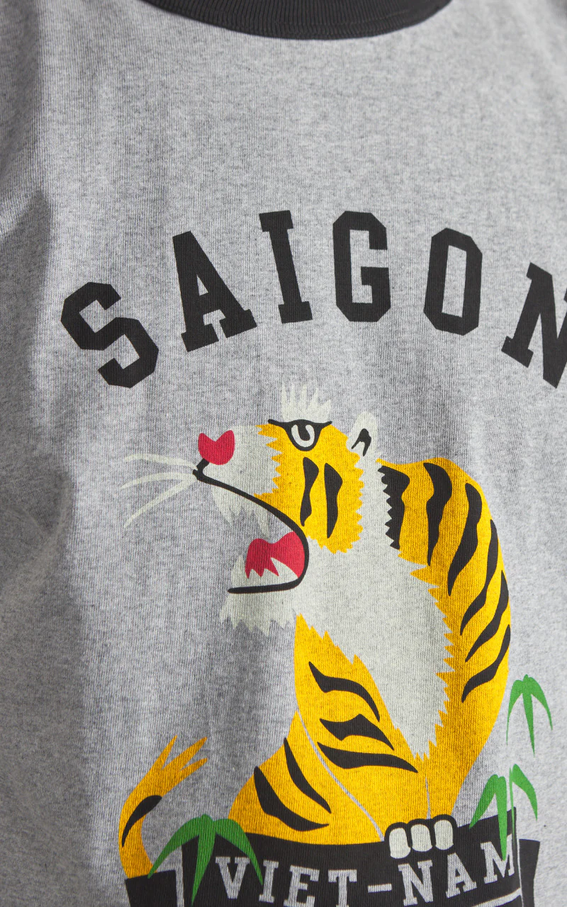 Houston Tiger Ringer T-Shirt Grey/Black - Image 4