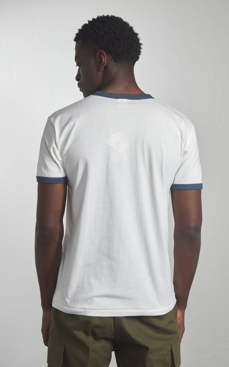 Houston Tiger Ringer T-Shirt White/Navy - Image 5