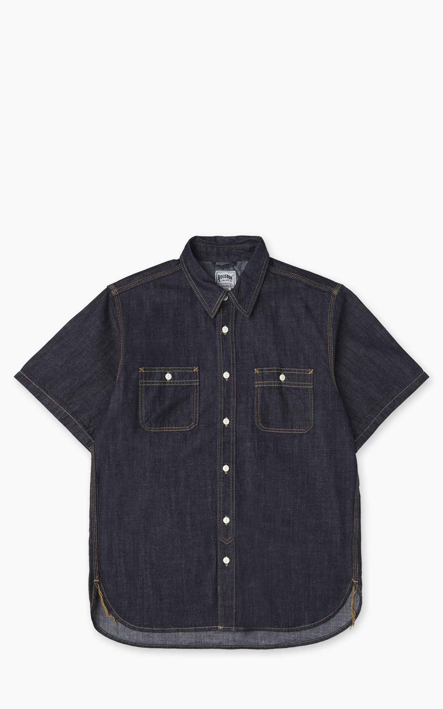 Houston U.S. Cotton Denim S/S Work Shirt Indigo One Wash