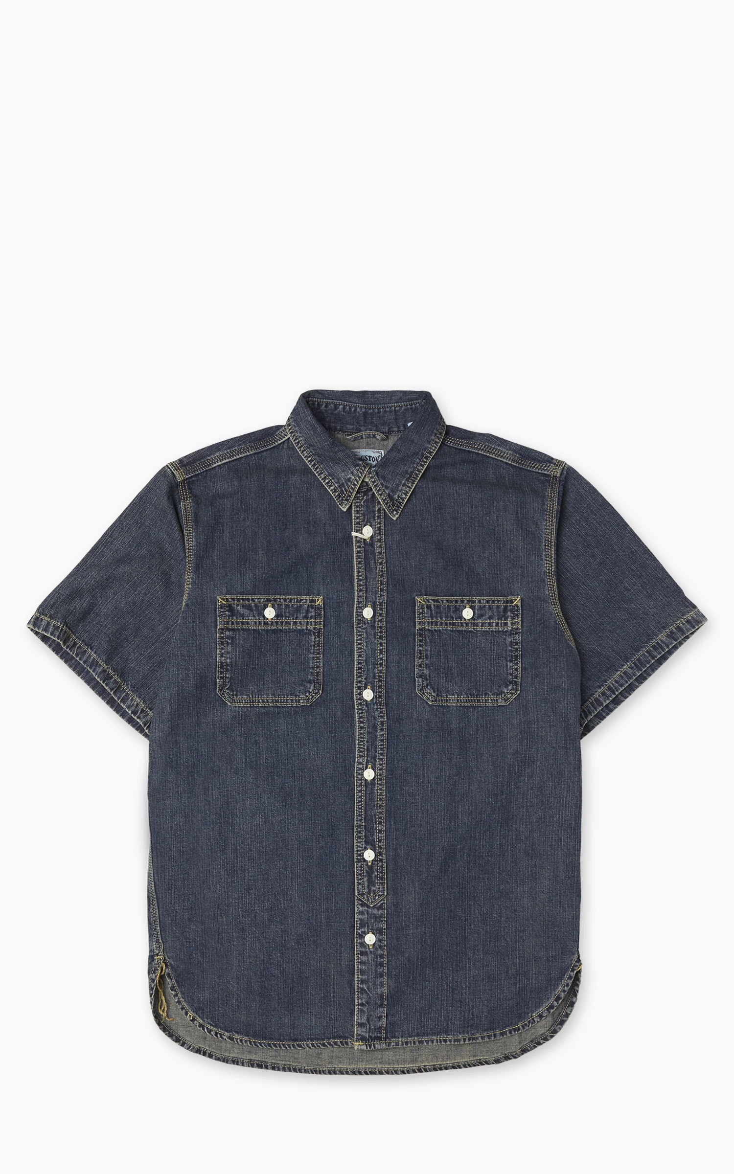 Houston U.S. Cotton Denim S/S Work Shirt Indigo Vintage Wash