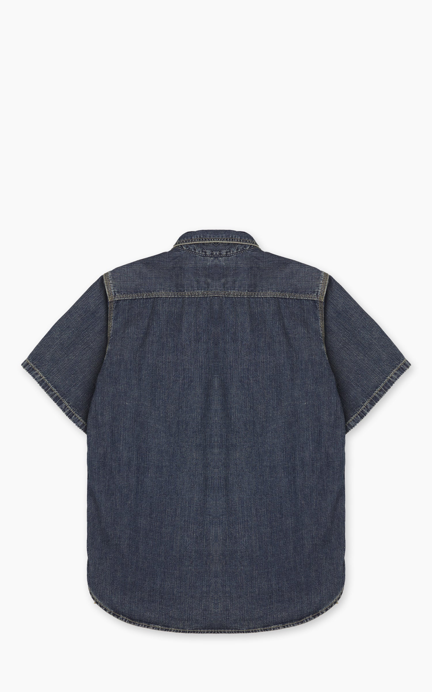 Houston U.S. Cotton Denim S/S Work Shirt Indigo Vintage Wash - Image 3