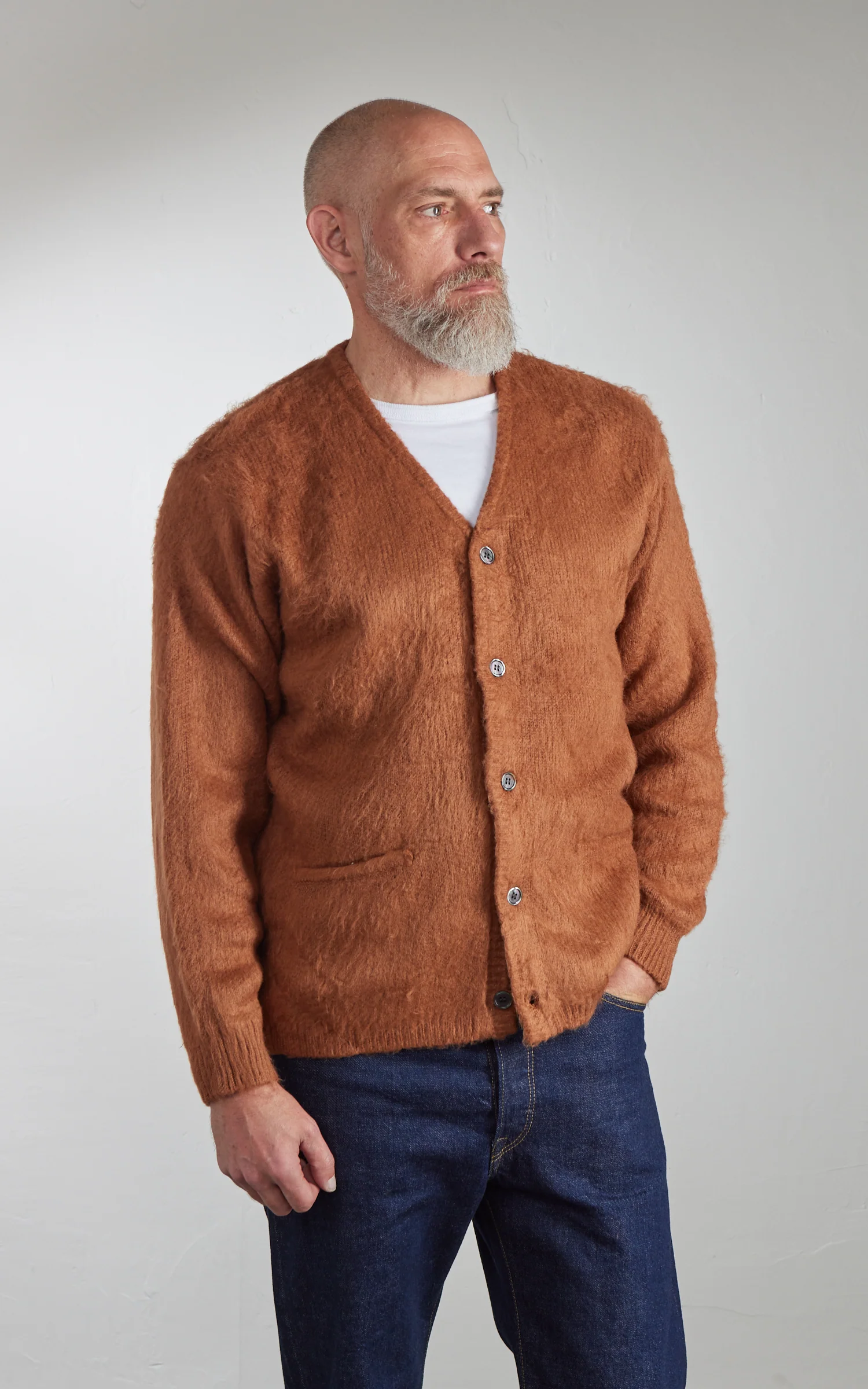 Houston UNIVERD72 Mohair Touch Brushed Cardigan Brown - Image 2