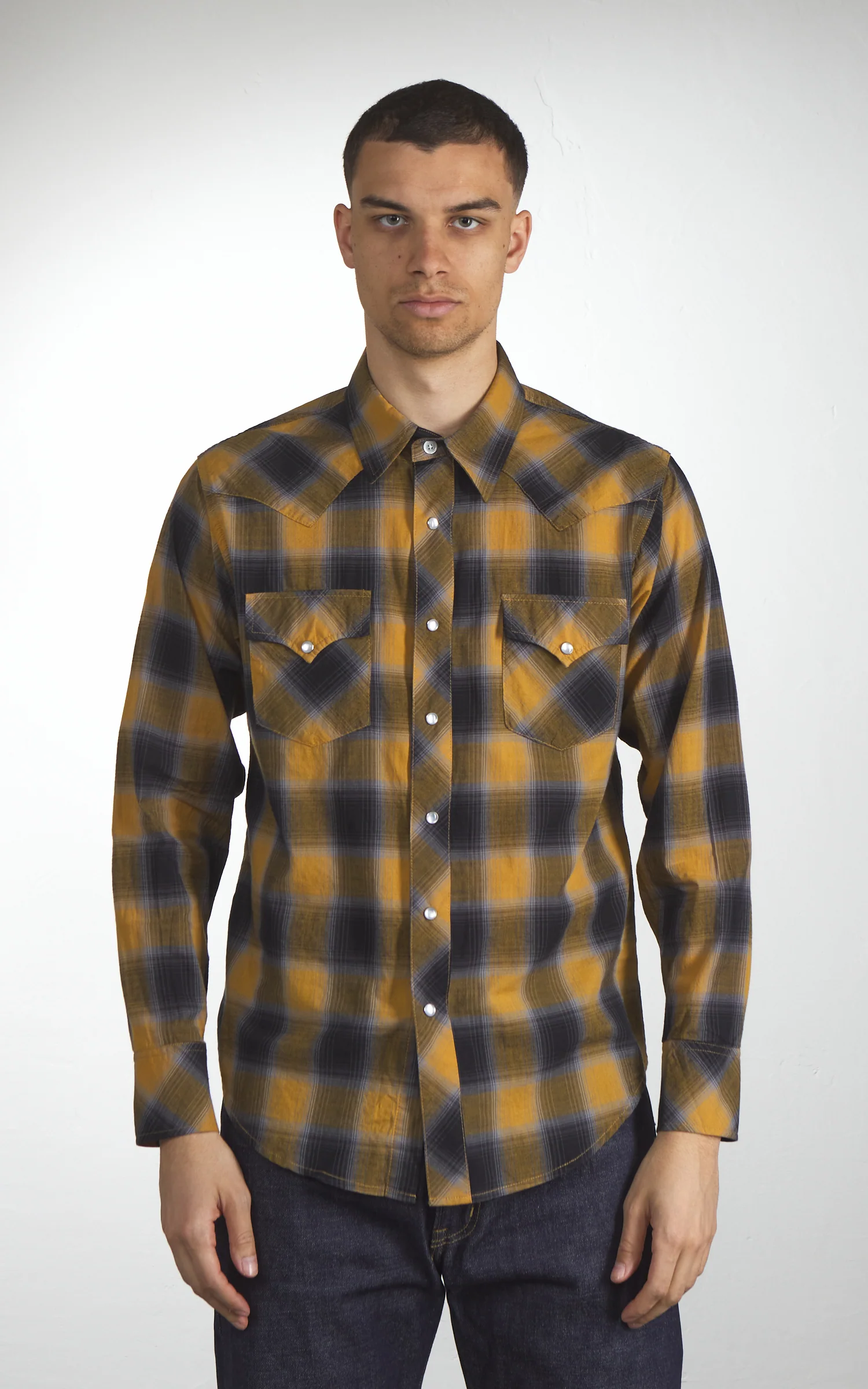 Houston UNIVERD72 Ombre Check Western Shirt Yellow - Image 2