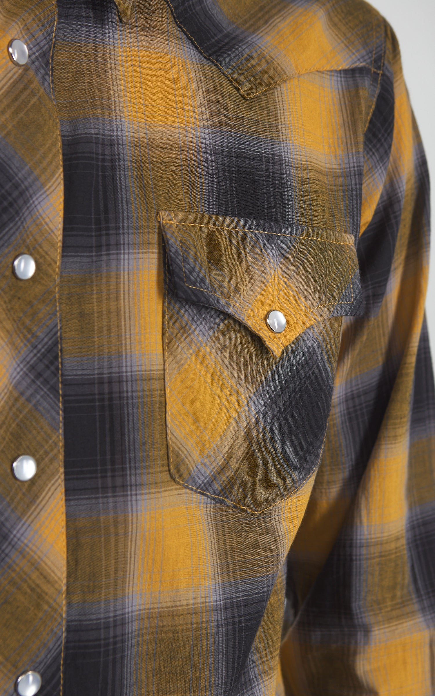 Houston UNIVERD72 Ombre Check Western Shirt Yellow - Image 4