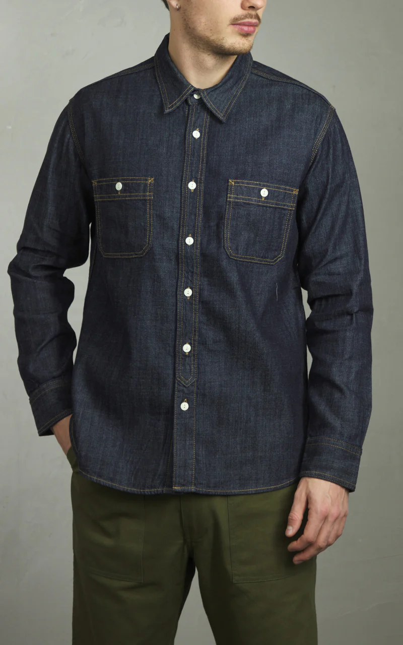 Houston U.S. Cotton Denim Work Shirt Indigo - Image 2
