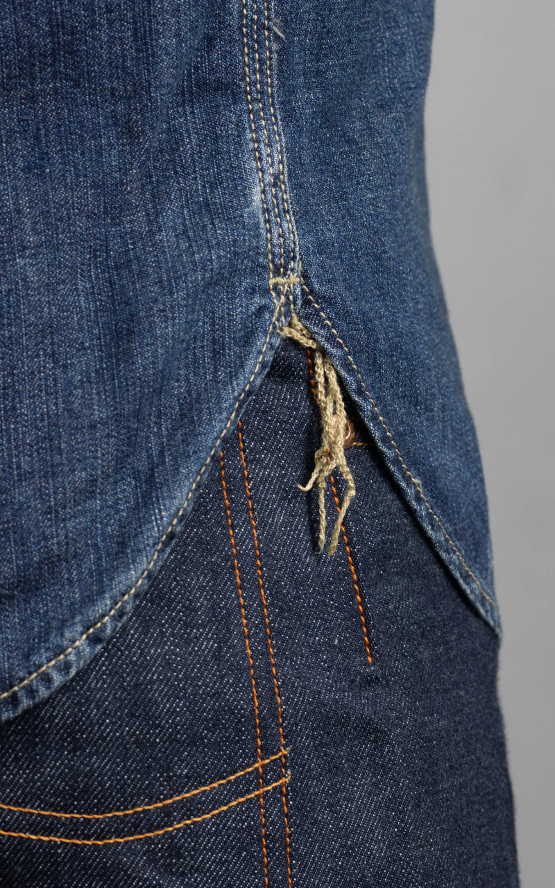 Houston U.S. Cotton Denim Work Shirt Vintage Wash Indigo - Image 6