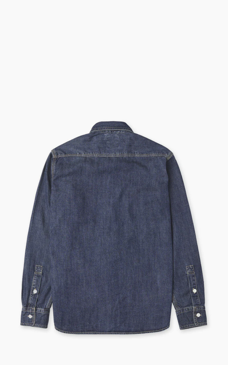 Houston U.S. Cotton Denim Work Shirt Vintage Wash Indigo - Image 7