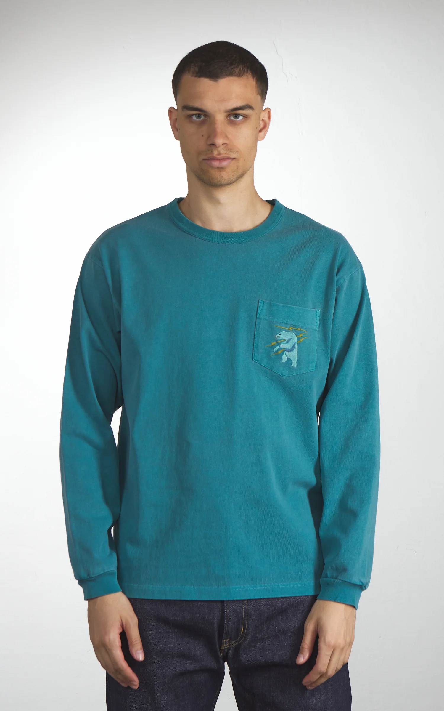 Houston US Cotton Pigment Print (Alaska) L/S T-Shirt Turquoise - Image 2