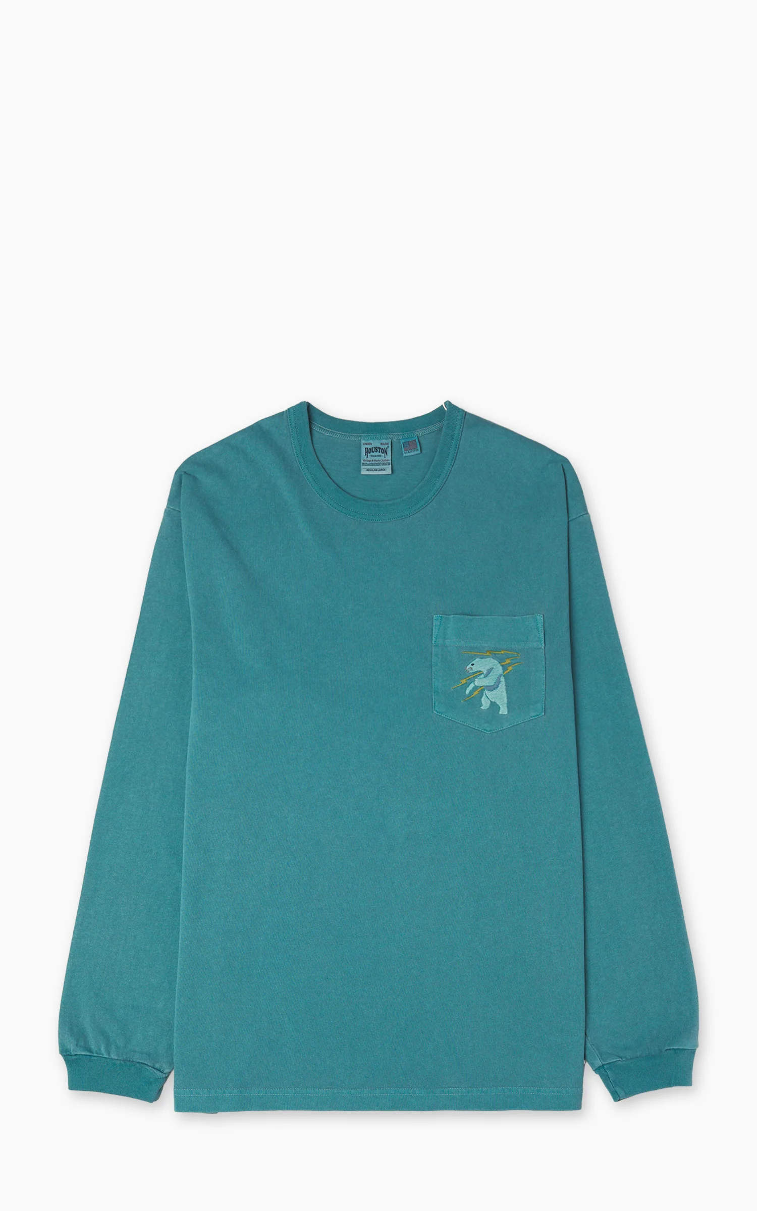 Houston US Cotton Pigment Print (Alaska) L/S T-Shirt Turquoise - Image 3