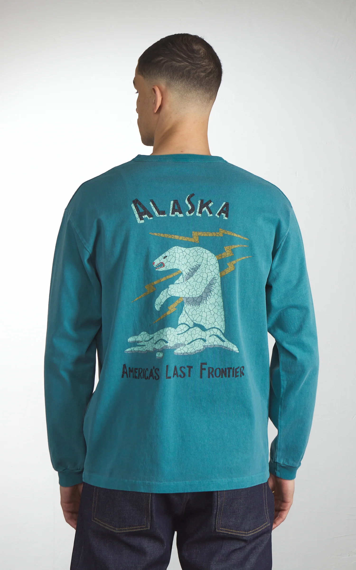 Houston US Cotton Pigment Print (Alaska) L/S T-Shirt Turquoise - Image 4