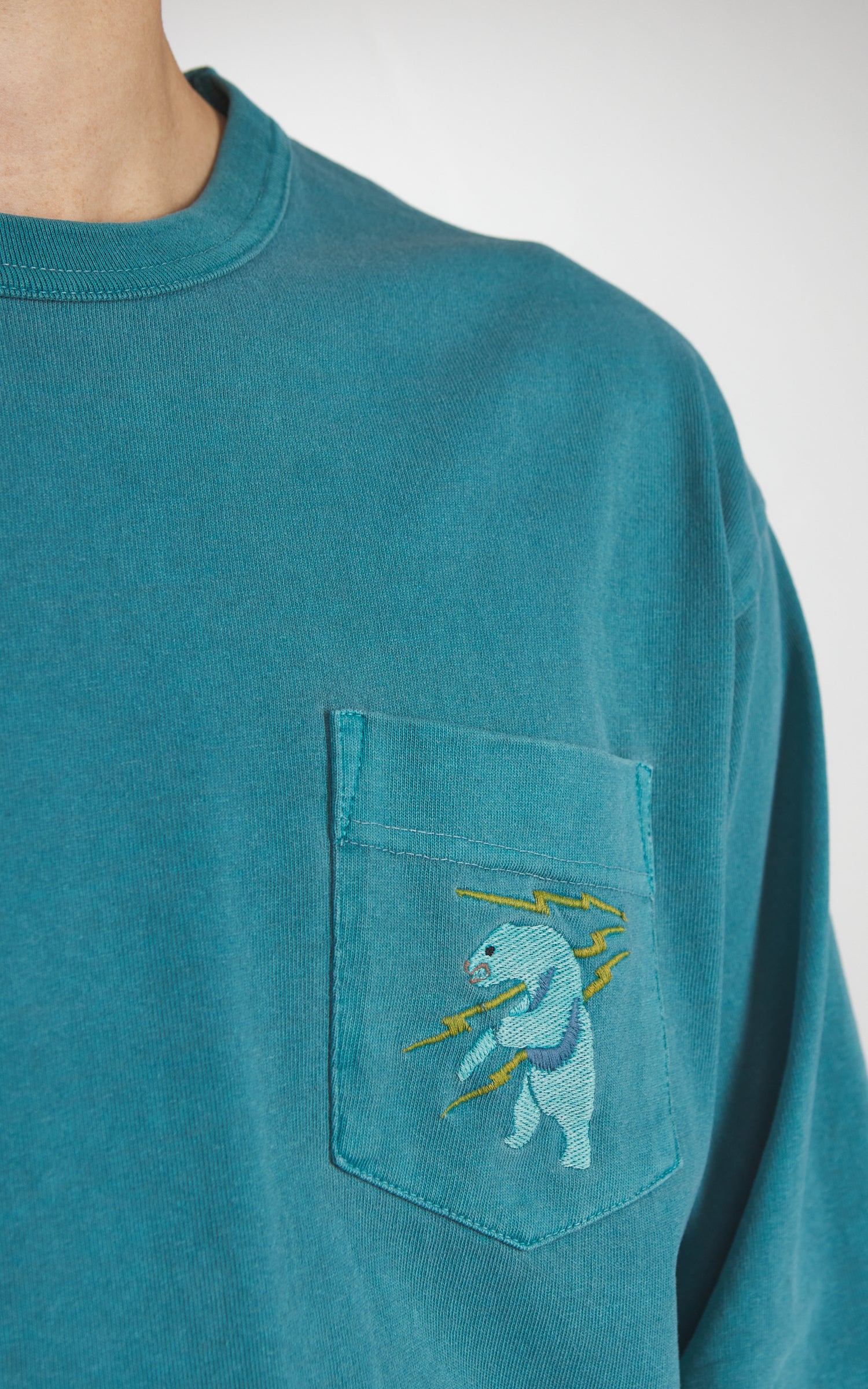 Houston US Cotton Pigment Print (Alaska) L/S T-Shirt Turquoise - Image 6