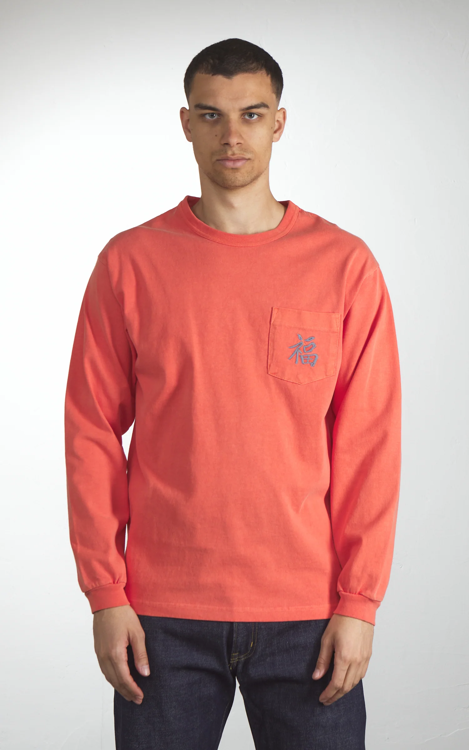 Houston US Cotton Pigment Print (Vietnam) L/S T-Shirt Salmon Pink - Image 2