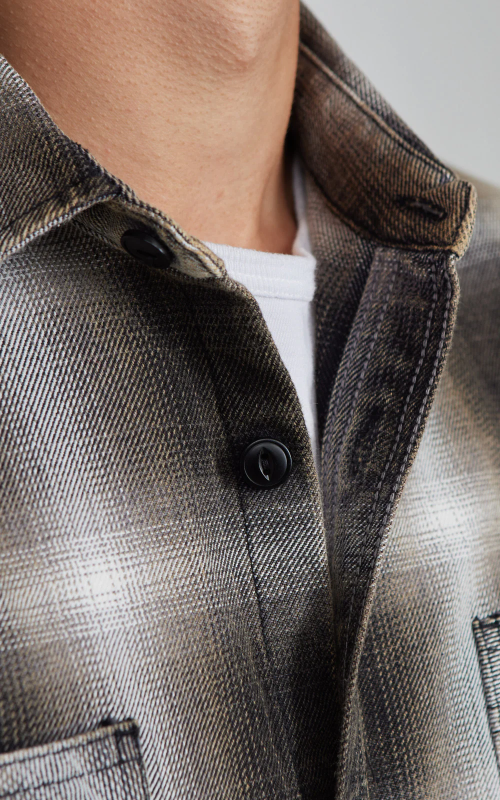 Houston Vintage Ombre Check Viyella Shirt Black - Image 4