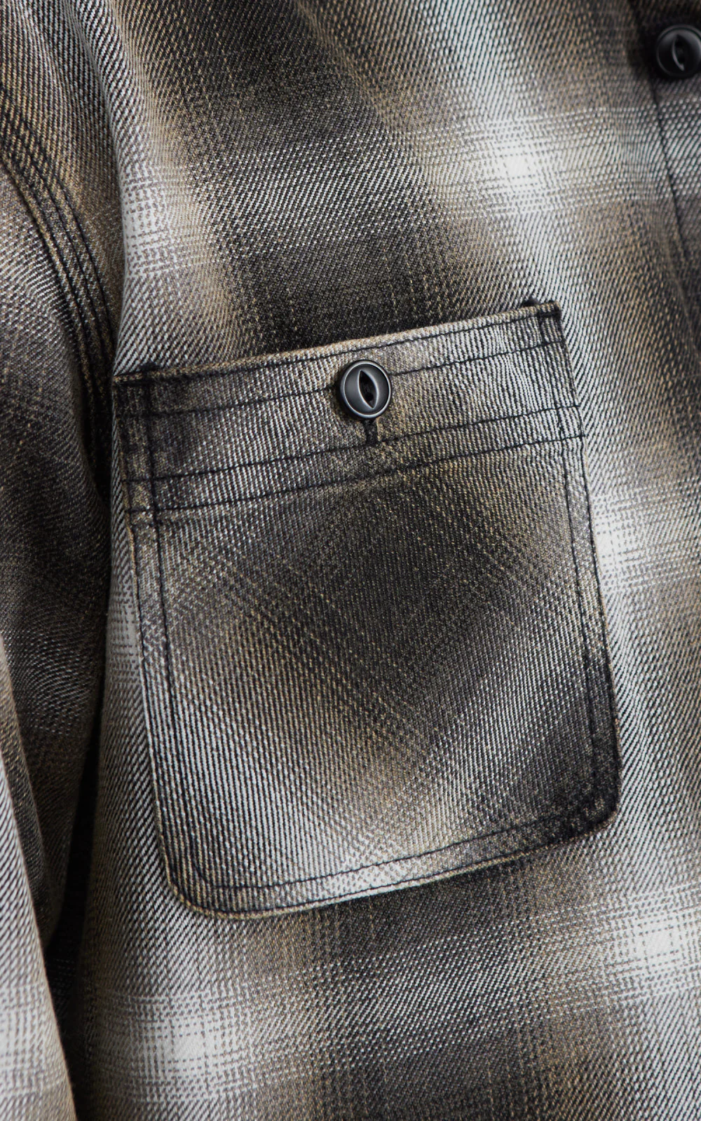 Houston Vintage Ombre Check Viyella Shirt Black - Image 5