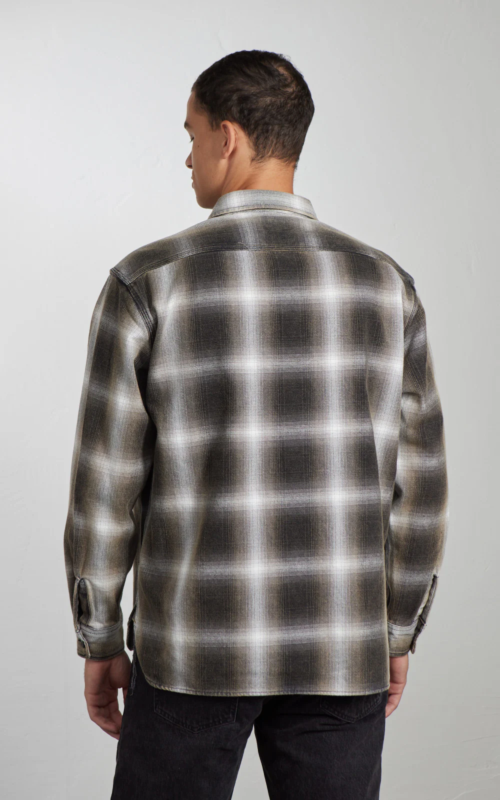Houston Vintage Ombre Check Viyella Shirt Black - Image 7