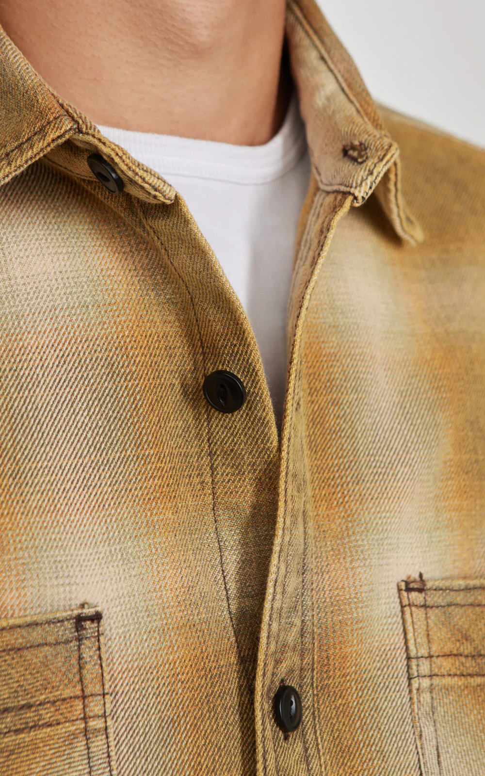 Houston Vintage Ombre Check Viyella Shirt Khaki - Image 5