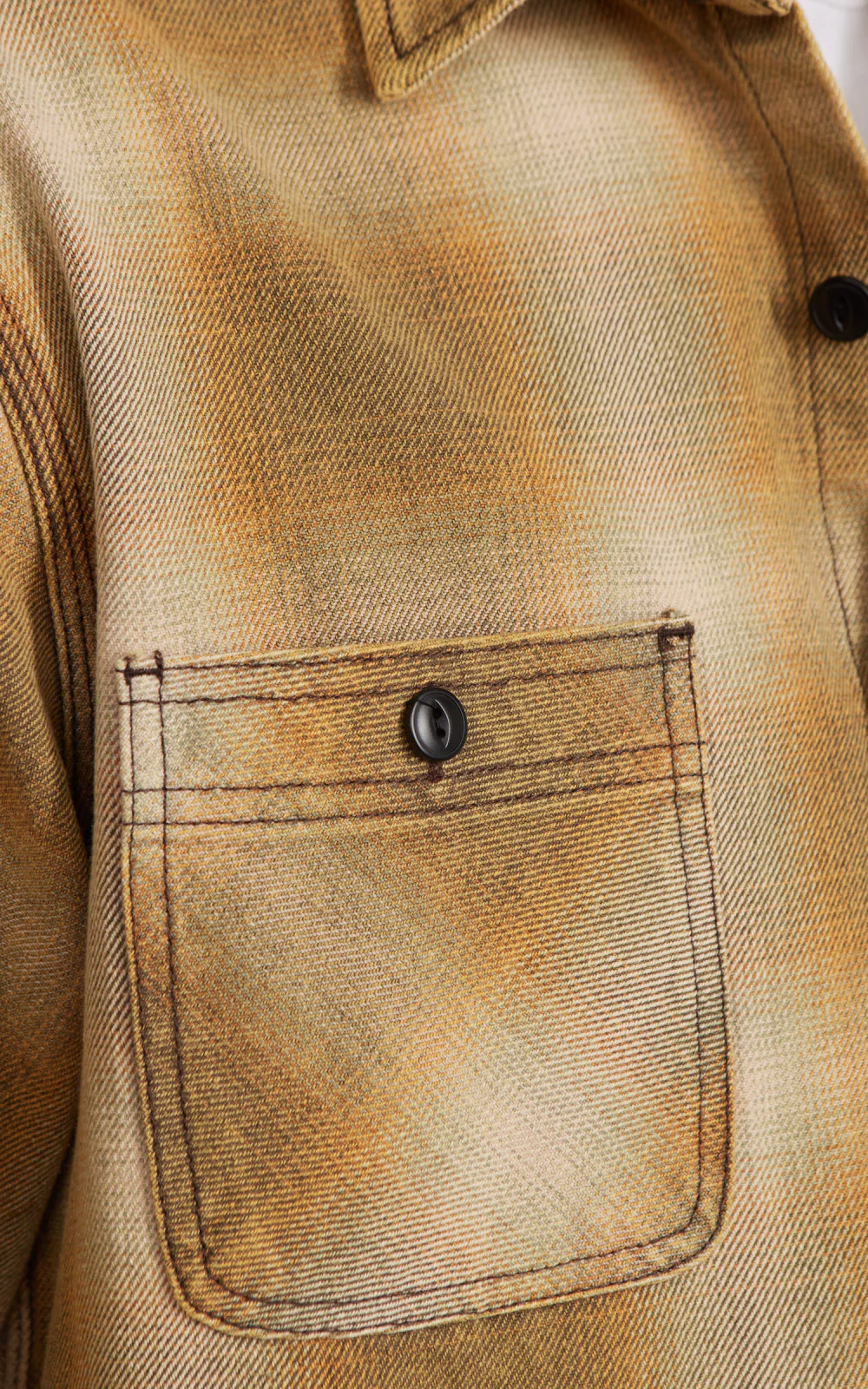 Houston Vintage Ombre Check Viyella Shirt Khaki - Image 6