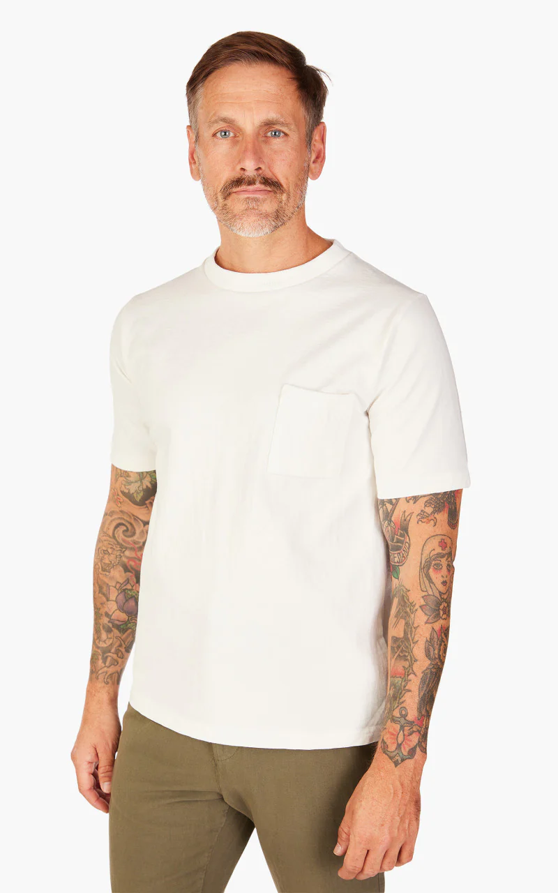 Jackman Dotsume Pocket T-Shirt Off White - Image 4