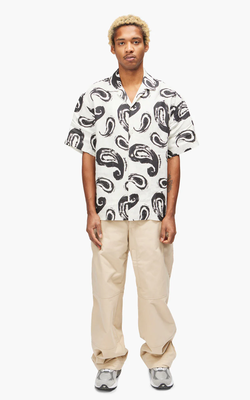 Jacquemus La Chemise Jean Painted Paisley Bowling Shirt White/Black - Image 2