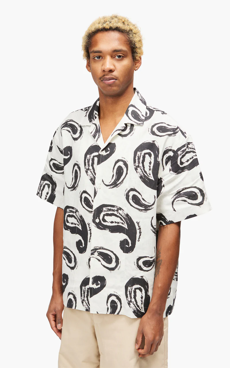 Jacquemus La Chemise Jean Painted Paisley Bowling Shirt White/Black - Image 3