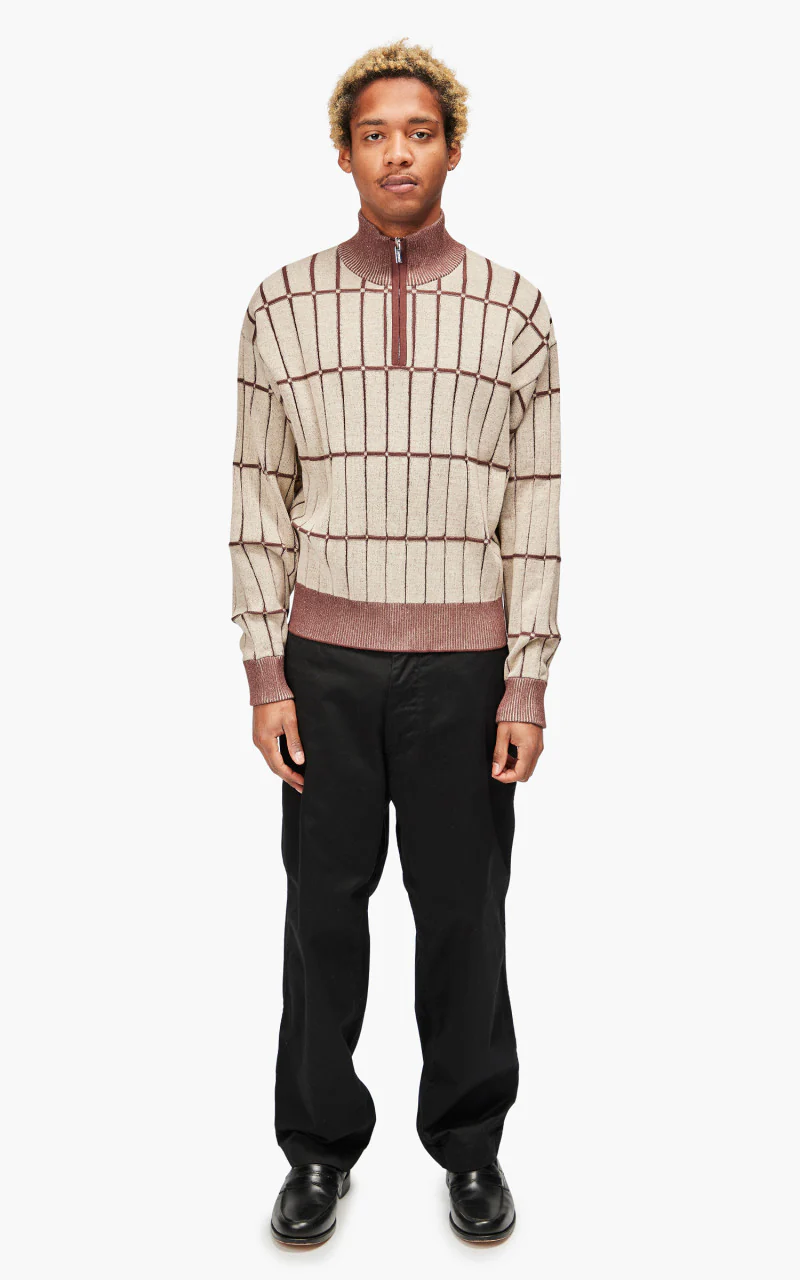 Jacquemus Le Pull Malha Checkered Knit Polo Multi-Beige - Image 2