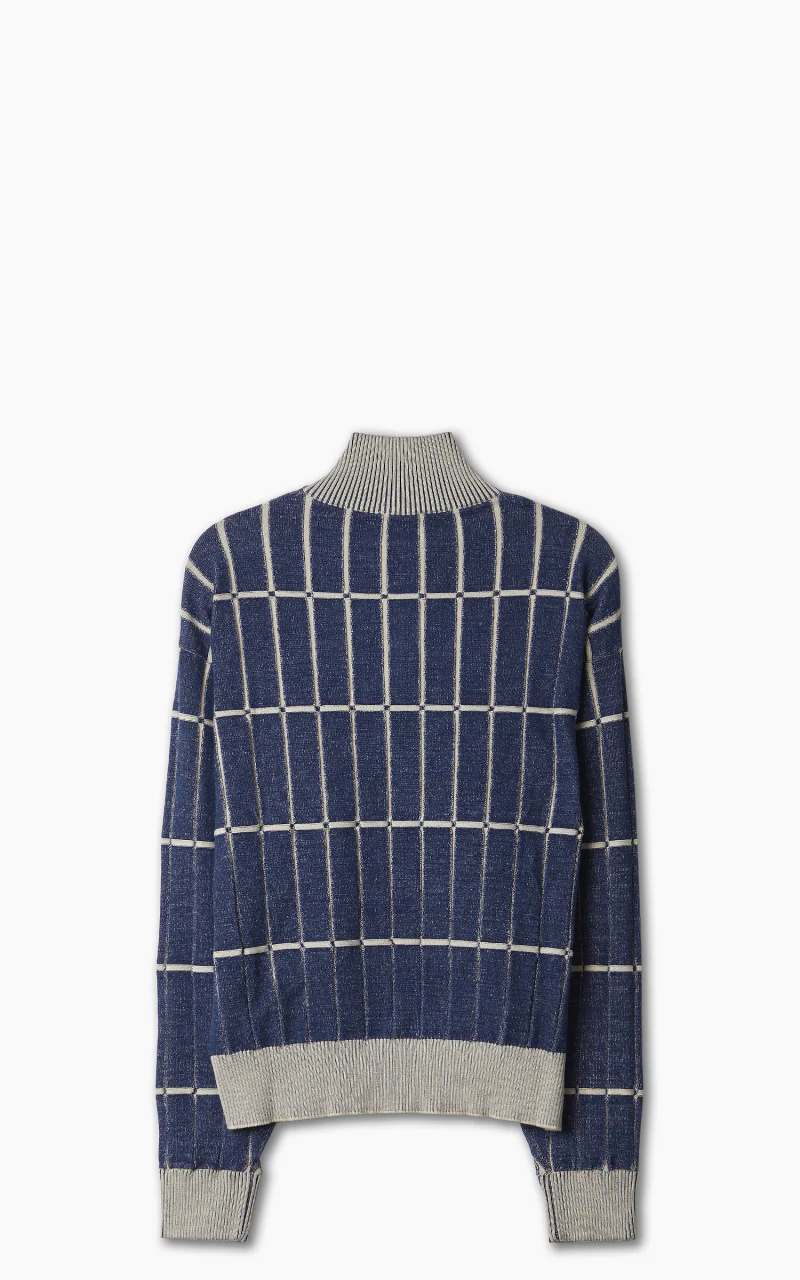 Jacquemus Le Pull Malha Checkered Knit Polo Multi-Blue - Image 3