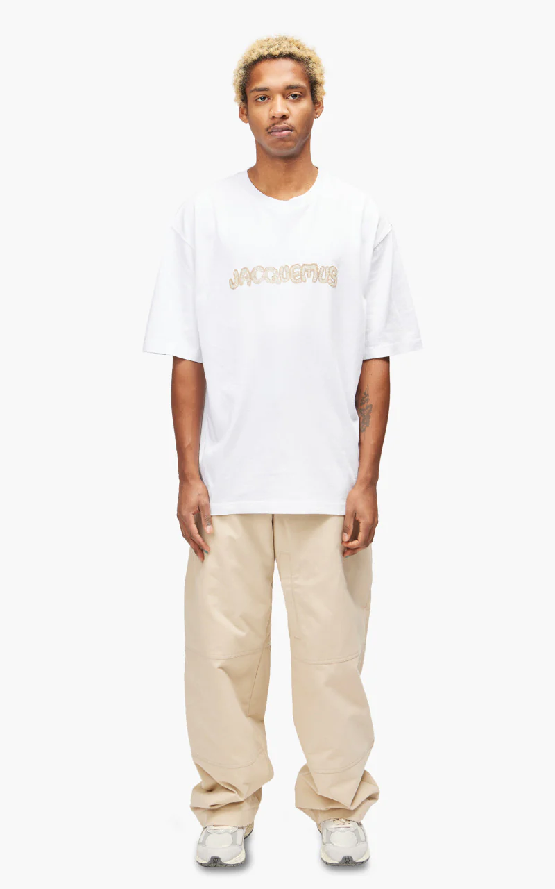 Jacquemus Le T-Shirt Raphia Print Macrame Logo White - Image 2