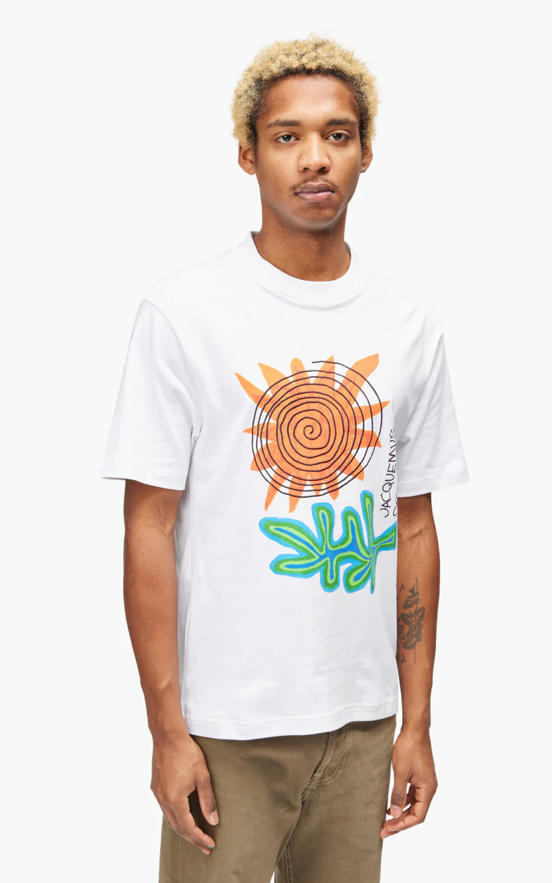 Jacquemus Le T-Shirt Soalheiro Print Arty Leaf White - Image 4