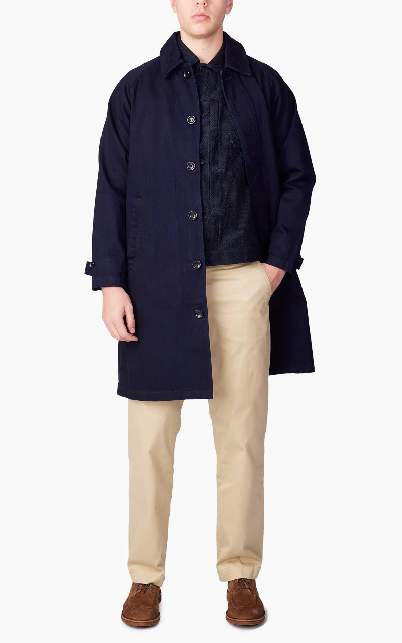 Japan Blue Balmacaan Coat Indigo 12.5oz - Image 2
