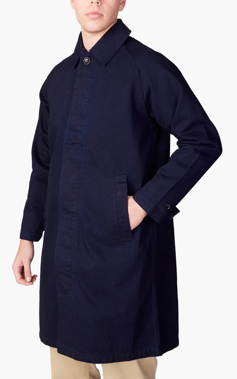 Japan Blue Balmacaan Coat Indigo 12.5oz - Image 4