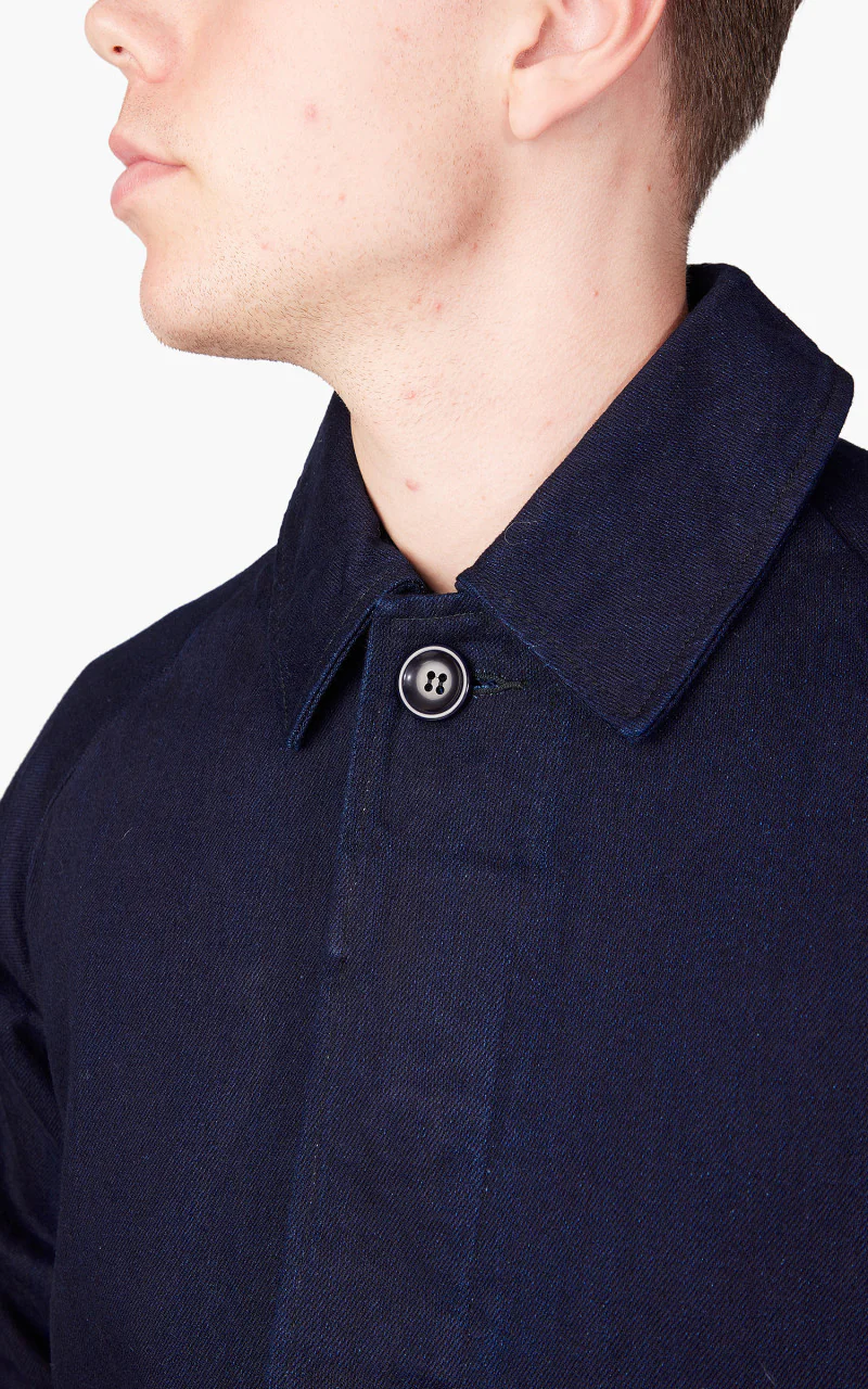 Japan Blue Balmacaan Coat Indigo 12.5oz - Image 5