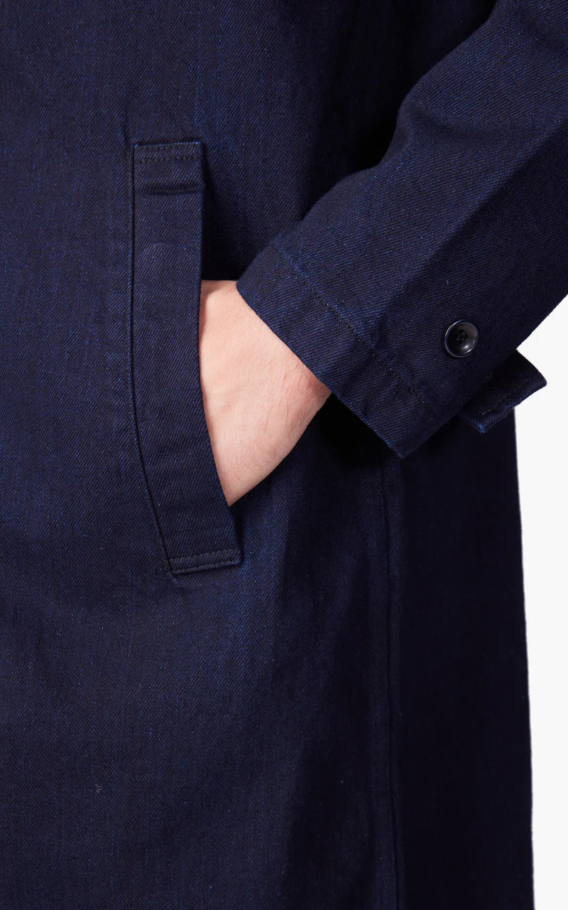 Japan Blue Balmacaan Coat Indigo 12.5oz - Image 7