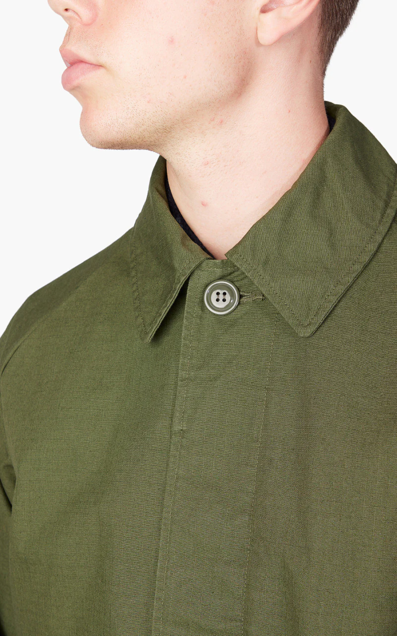 Japan Blue Balmacaan Coat Olive Drab - Image 5