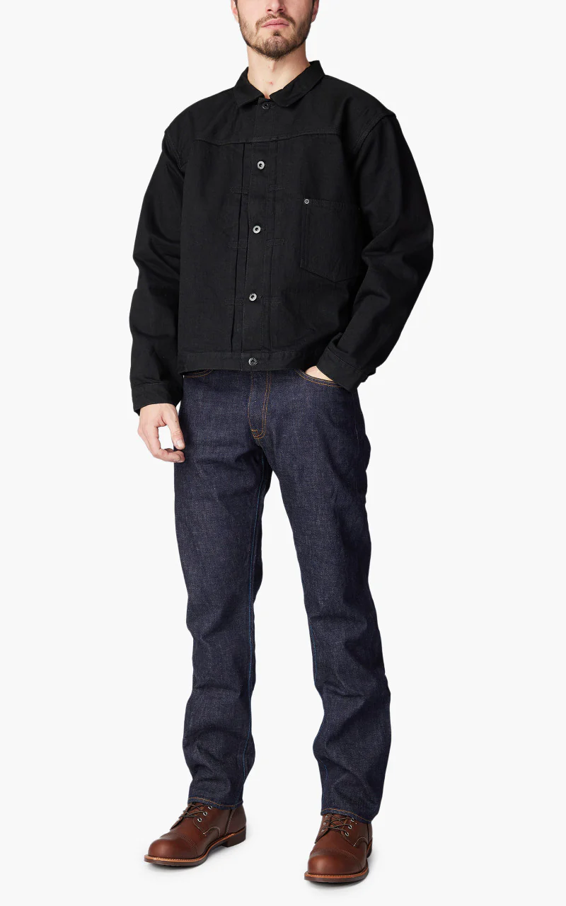 Japan Blue Classic Denim Jacket Aging Washed Black - Image 2