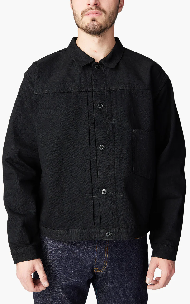 Japan Blue Classic Denim Jacket Aging Washed Black - Image 4