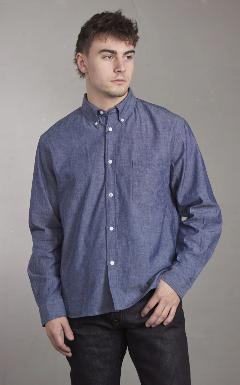 Japan Blue Cote d’Ivoire Cotton Selvedge Chambray Shirt Indigo - Image 2