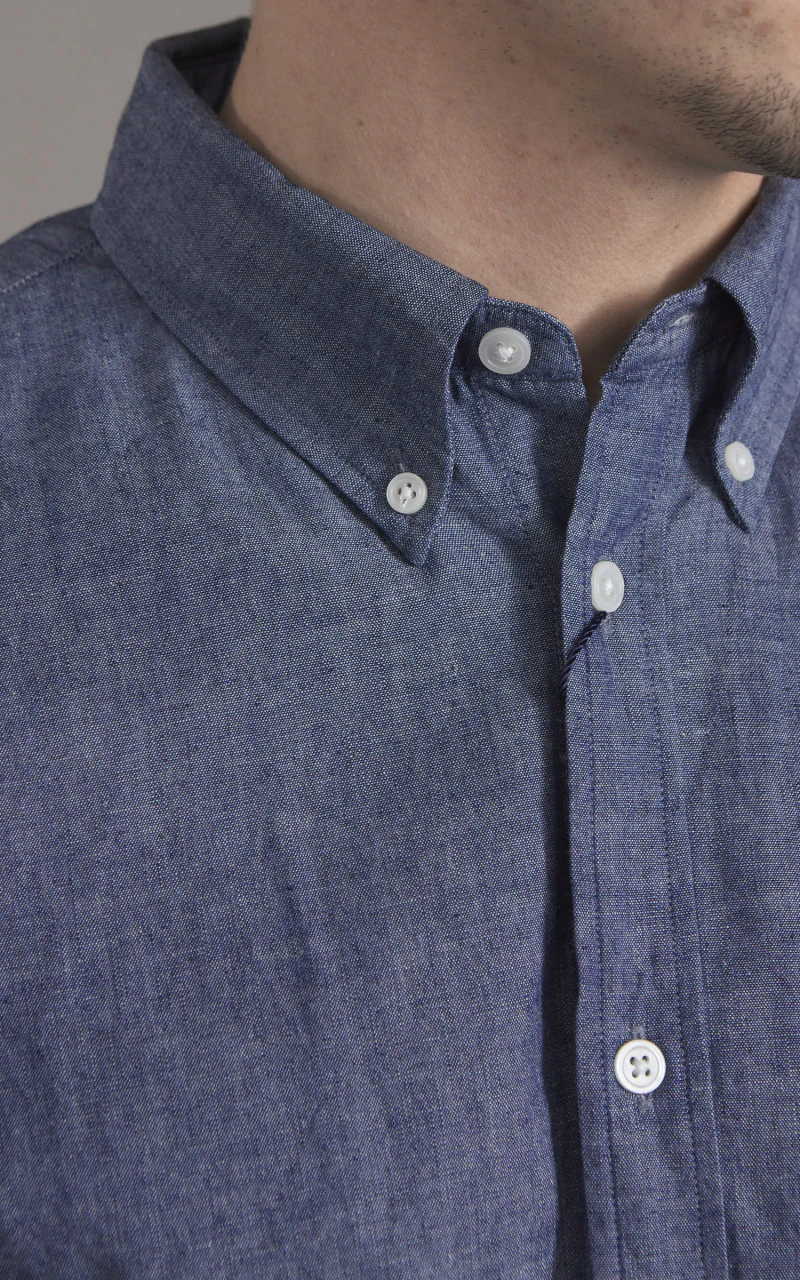 Japan Blue Cote d’Ivoire Cotton Selvedge Chambray Shirt Indigo - Image 4