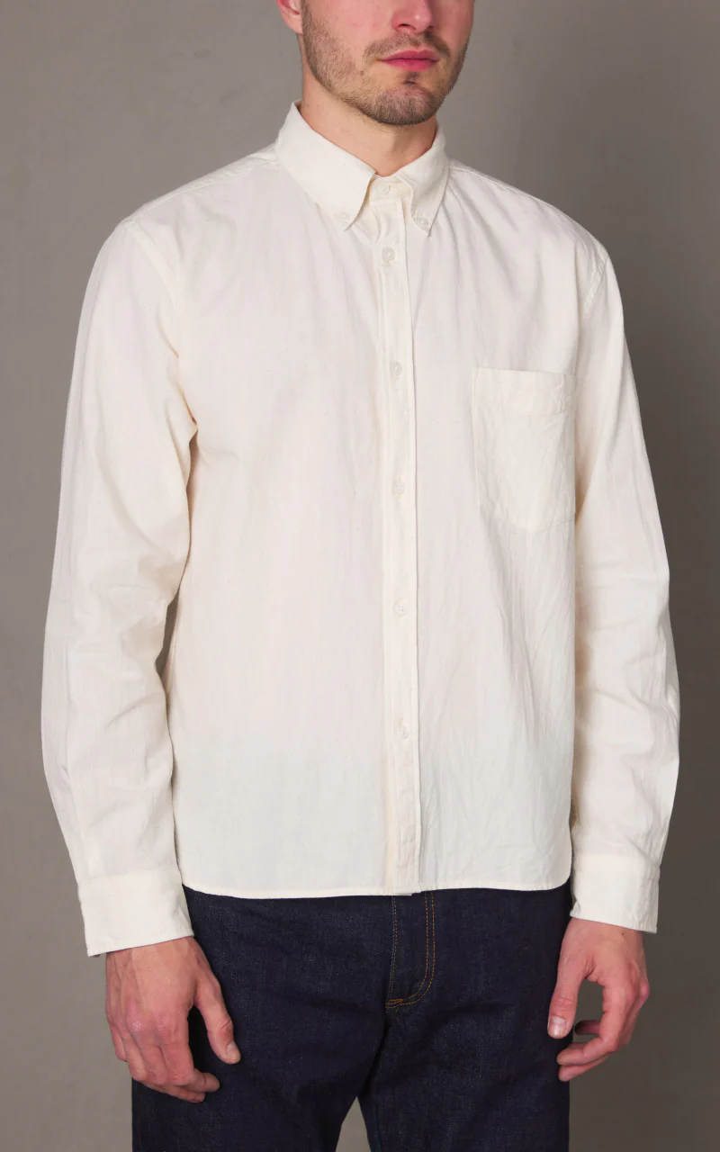 Japan Blue Cote d’Ivoire Cotton Selvedge Chambray Shirt Natural - Image 2