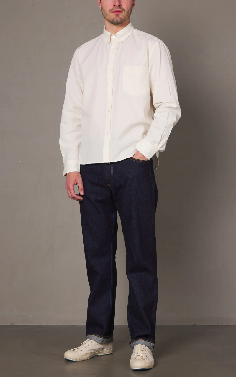 Japan Blue Cote d’Ivoire Cotton Selvedge Chambray Shirt Natural - Image 4